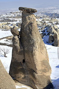 土耳其卡帕多西亚的岩石屋火鸡基座烟囱锥形侵蚀仙女形状图片