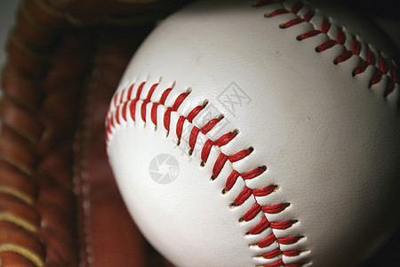 棒球和手套活动运动运动场绿色游戏蝙蝠皮革场地垒球图片