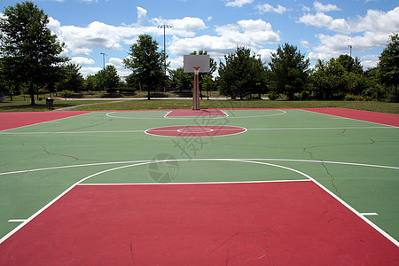 篮球法庭运动团队篮子篮板绿色圆形蓝色锻炼红色白色图片