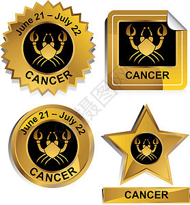 Zodiac  癌症插图星星宇宙财富八字螃蟹十二生肖白色运气标识图片