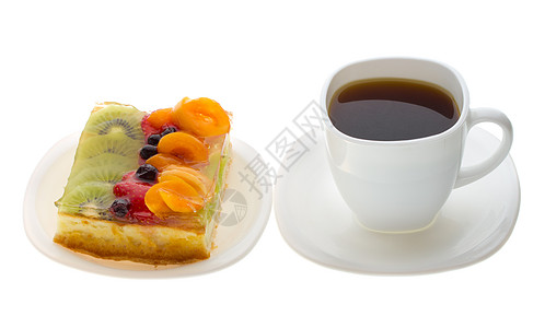 配水果和咖啡的卷饼图片