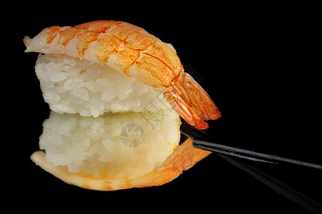 筷子夹虾螃蟹寿司背景
