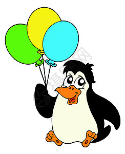 带有气球的企鹅-矢量说明图片