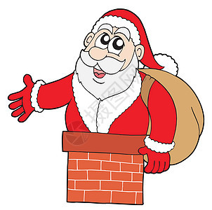 烟囱里的圣诞老人礼物胡须季节展示插图微笑红色艺术品手套季节性图片