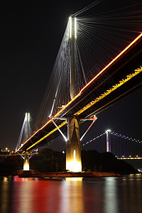 丁九桥夜深海岸电缆商业旅游反射黑色地标连接器金属建筑图片