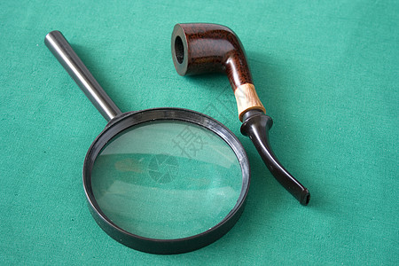 放大玻璃和管道旅行调查镜片科学工具检查光学放大镜探险家侦探图片