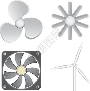 风扇插图扇子白色温度涡轮金属圆圈螺旋桨空气护发素图片
