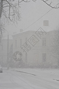 下雪城市降雪白色季节天气背景图片