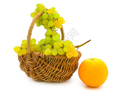 葡萄和橙水果收获篮子食物橙子饮食图片