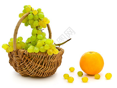 葡萄和橙橙子篮子饮食食物收获水果图片