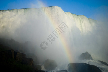 纽约尼亚加拉瀑布游客薄雾彩虹力量旅行城市压力旅游风景悬崖图片