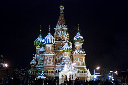莫斯科红广场圣巴西尔大教堂教会建筑博物馆城市地标灯光大教堂文化首都国家图片