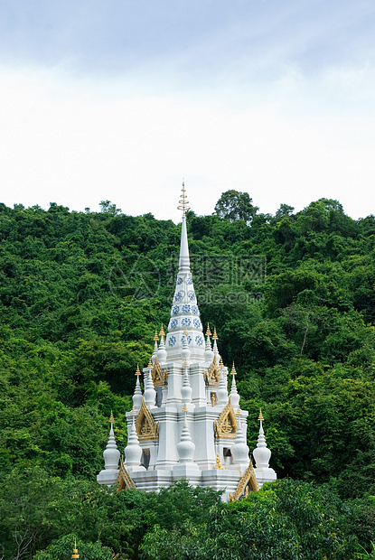 泰国的热带文化建筑学佛教徒宗教风景白色丛林绿色森林图片