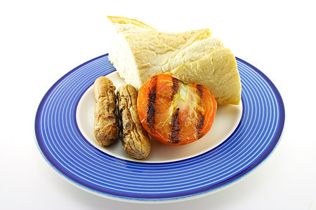 餐桌上的烹饪早餐物品午餐盐渍油炸生活红色餐厅香肠服务盘子食物图片