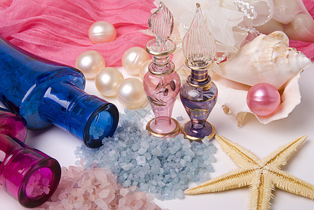 浴盆附件蓝色疗法物品芳香配件治疗粉色奢华瓶子珍珠图片