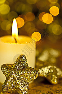 蜡烛和星星舞会水平设备金子复制魅力物体空间黄色效果图片