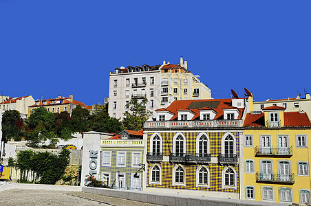 葡萄牙 里斯本商业蓝色房子历史文化太阳建筑场景公寓国家图片