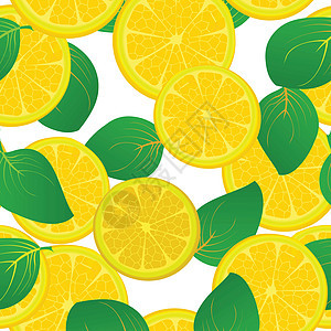 Lemon 切片图案果汁早餐饮食柠檬营养水果食物叶子墙纸热带图片
