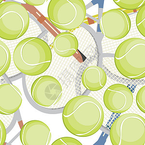 网球模式插图游戏球拍运动设计风格装饰属性绿色背景图片