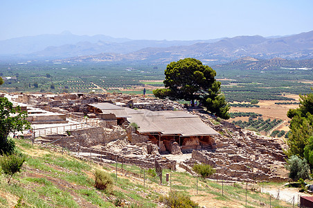 Faistos考古遗址挖掘石头古董文明遗产考古学历史性遗迹图片