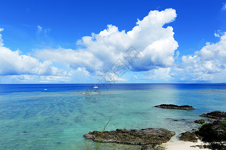 霍基那瓦的日本海景热带天堂海浪蓝色海洋假期天空情调珊瑚异国图片