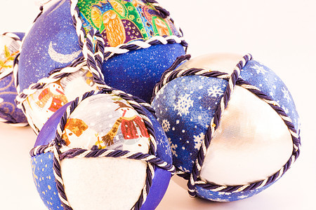 手工制作的圣诞球纺织品蓝色庆典插图墙纸展示宏观织物装饰品推介会图片