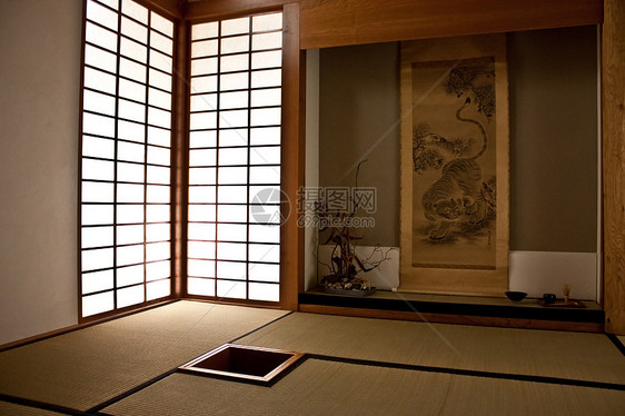 日式会议室榻榻米和平建筑学座位花园房间建筑木头会议房子图片