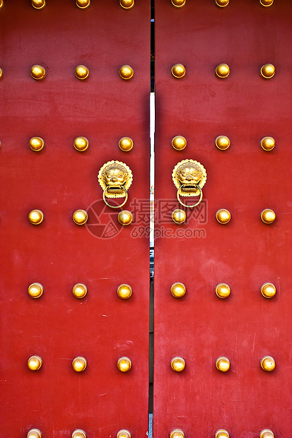 红门安全入口旅行红色木头房子皇家城市狮子胡同图片