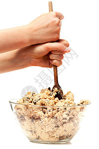 饼干口袋食物搅拌勺子面糊芯片木头白色巧克力棕色面团图片