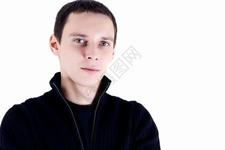年轻人的肖像毛衣白色头发男人男性工作室黑色图片