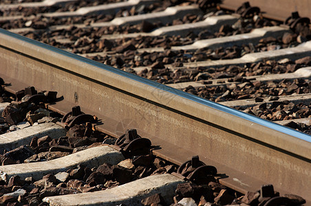 铁路金属线条过境火车路线低角度工业平行线基础设施货运图片