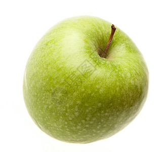 孤立的绿色成熟苹果蛴螬食品保健宏观卫生力量活力饮食手掌白色图片