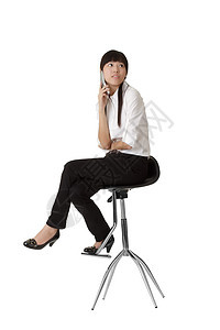 商业妇女工作工作室手机数字白色商务女士职业椅子黑色图片