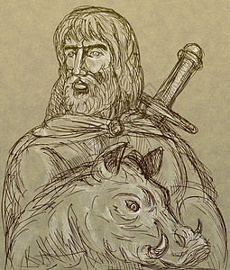 诺斯农神 用刀剑和野猪背景图片