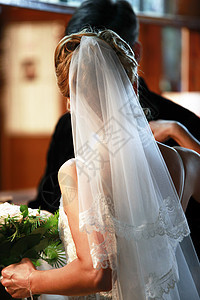 婚礼仪式女性面纱女士白色裙子新娘情感金发女郎婚姻夫妻背景图片