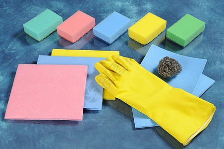供家庭主妇使用手套反射家务黄色塑胶水平清洁工洗碗机配件海绵图片