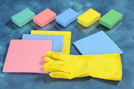 供家庭主妇使用厨房反射吸收水平塑胶黄色打扫洗碗机餐巾纸手套图片