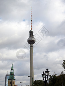 柏林电视塔视频城市监视器铁塔地标中心播送程序全景雕塑图片