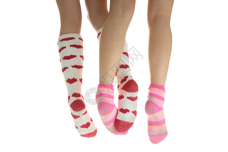 四条四腿 袜子多彩条纹乐趣女孩女士白色友谊红色喜悦脚趾羊毛图片