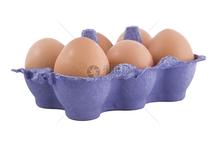 蓝蛋箱中的棕色鸡蛋纸板农场动物食物纸盒市场团体杂货盒子生活图片