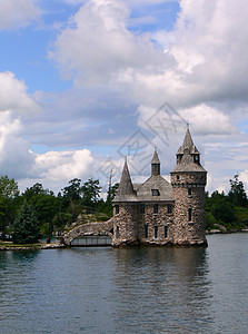 加拿大安大略省湖上的堡垒 加拿大地标建筑花园岛屿大厦房子城堡石头游客力量图片
