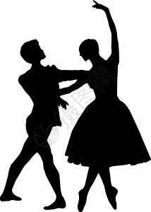 芭蕾舞女孩和男孩双影带矢量舞蹈家艺术黑色演员男性运动绘画音乐舞蹈插图设计图片