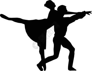 芭蕾舞女孩和男孩双影带矢量身体黑色男性艺术女性绘画运动夫妻插图舞蹈图片