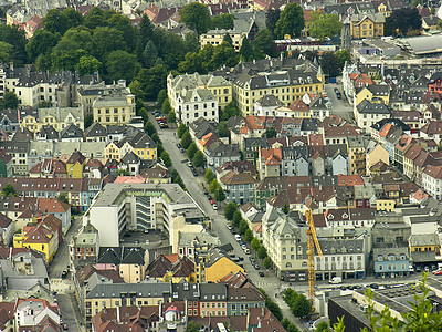 挪威卑尔根建筑结构街道房子爬坡晴天游客遗产港口蓝色血管建筑物图片