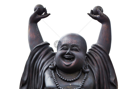 一个快乐的欢笑 白背景的冥想雕塑雕像微笑白色图片