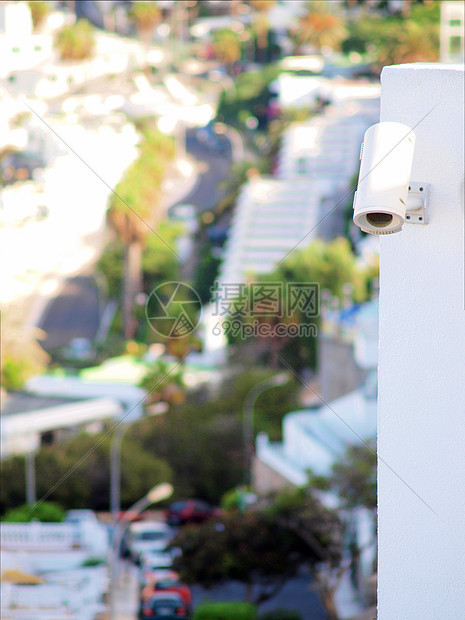 安保摄像机边缘街道监控安全安装警卫相机街景白色手表图片