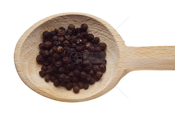 木勺的草药和香料     胡椒静物木头食物种子勺子农业图片