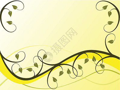 黄色摘要花卉背景插图Name艺术绘画墙纸植物树叶棕色分支机构艺术品藤蔓黑色图片