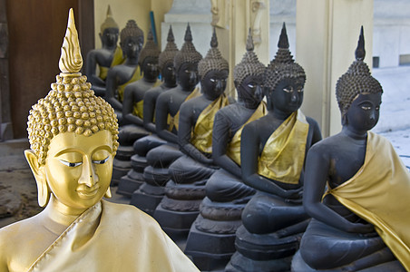 沉思者雕像佛旅行金子雕塑寺庙雕像沉思宗教场景瑜伽艺术背景