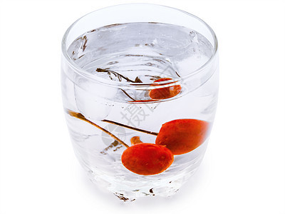 在玻璃中的樱桃水果饮料液体红色甜点果汁图片